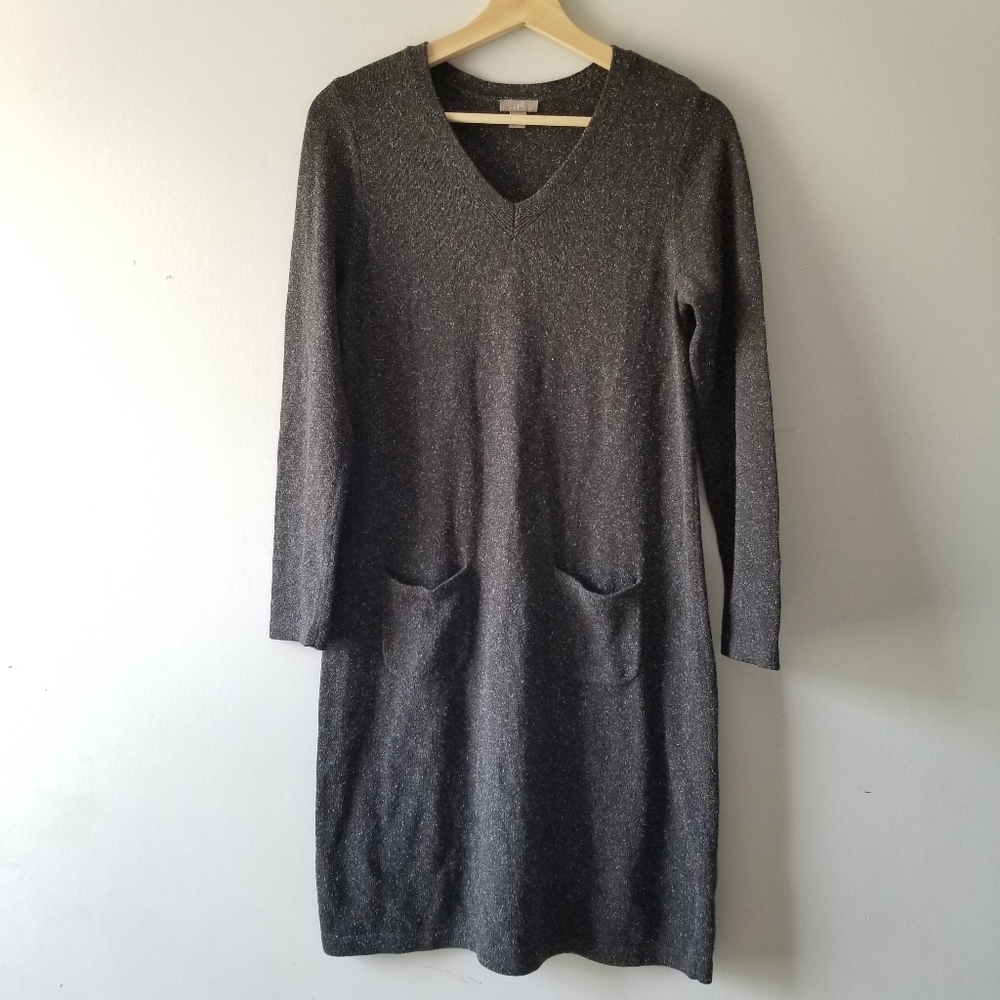 J Jill Speckled Gray Silk Cotton Sweater Dress SP - Picture 2 of 10